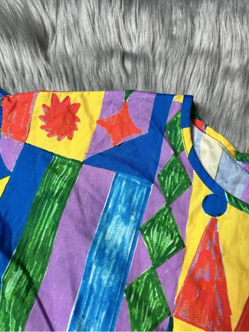 Gorman Playground Girls Organic Cotton Colorful Shape Ruffle Dress 6-7